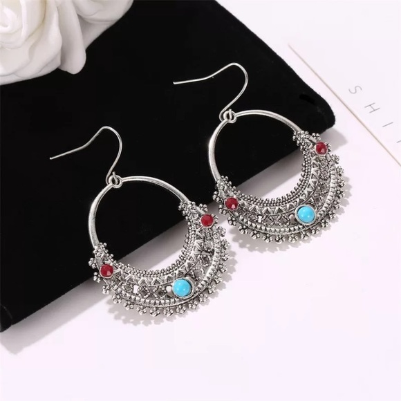 Boho Hoop style hook earrings silver - Picture 4 of 5